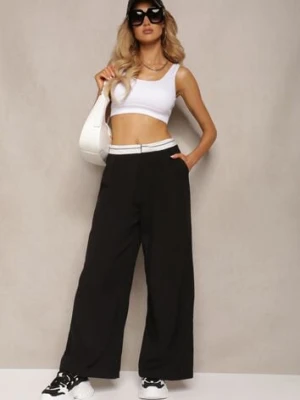 Czarne Spodnie z Wiskozy Palazzo High Waist Zapinane na Suwak Nellieva elsa.m by may