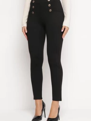 Czarne Spodnie z Wysokim Stanem i Gumką w Pasie Belcanto