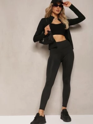 Czarne Sportowe Legginsy High Waist Vesara