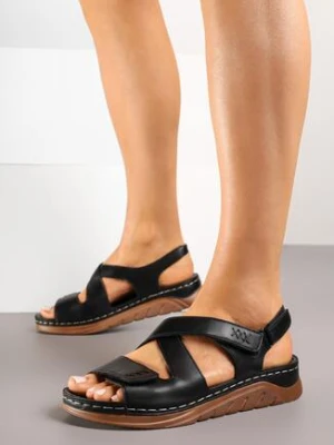 Czarne Sportowe Sandały Vices z Zapięciem na Rzep Elrettia