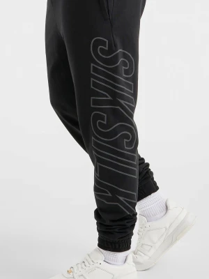 Czarne sportowe spodnie męskie z dużym logo SikSilk