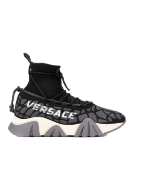 Czarne Squalo Buty na Sznurowadła dla Mężczyzn Versace