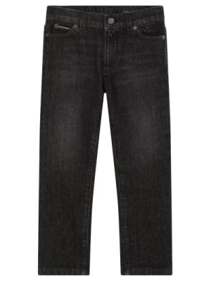 Czarne Stonewashed Straight-Leg Jeans Dolce & Gabbana