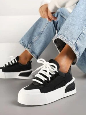 Czarne Streetwearowe Sneakersy Trampki na Platformie Danenith