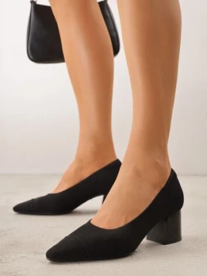 Czarne Strukturalne Czółenka VICES na Słupkowym Obcasie z Wkładką Soft-Pillow Abathise