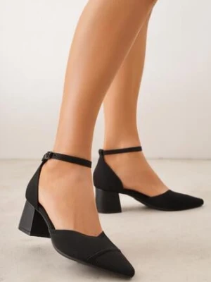 Czarne Strukturalne Czółenka VICES na Słupku z Paskiem wokół Kostki Kallimei