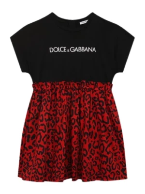 Czarne Sukienka z nadrukiem logo Dolce & Gabbana