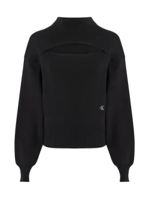 Czarne Swetry o Miękkim Fasonie i Stylowym Designie Calvin Klein