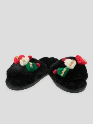 Czarne świąteczne kapcie Reporter