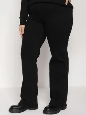 Czarne Szerokie Jeansy z Wysokim Stanem z Bawełną i Dodatkiem Wiskozy Eprevia