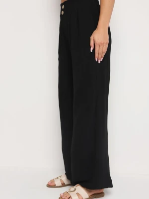 Czarne Szerokie Spodnie Alladynki z Wysokim Stanem i Gumką w Talii Rissanas R&f Fashion