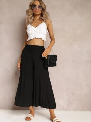 Czarne Szerokie Spodnie High Waist o Długości 7/8 Rathi j.stars