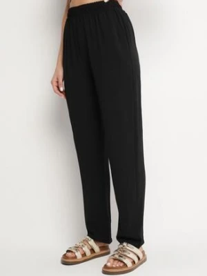Czarne Szerokie Spodnie z Bawełną i Wysokim Stanem Neorenna j&x