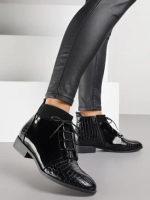 Czarne Sznurowane Botki Vices z Eleganckim Stylu Viellie