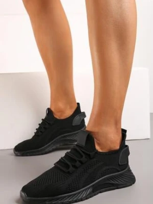 Czarne Sznurowane Buty Sportowe na Grubszej Podeszwie Unamarie vices