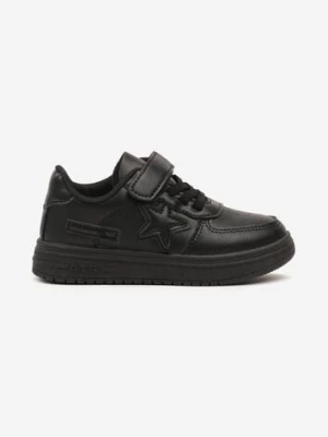 Czarne Sznurowane Buty Sportowe Sneakersy na Płaskiej Podeszwie Ozdobione Gwiazdką Sianis