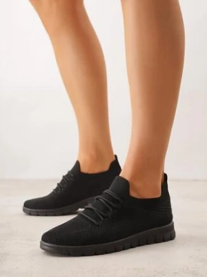 Czarne Sznurowane Buty Sportowe Sneakersy z Siateczki Caeolea kang you