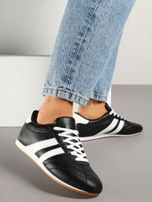 Czarne Sznurowane Sneakersy w Stylu Tenisówek Liavessa