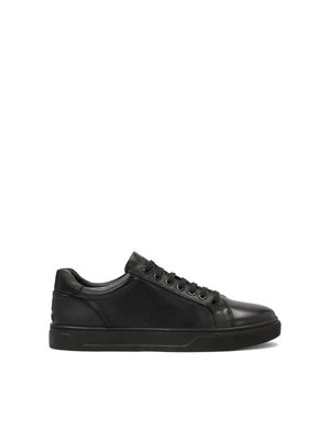 Czarne sznurowane sneakersy ze skóry Kazar