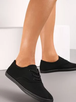 Czarne Sznurowane Tenisówki Przed Kostkę Calapse