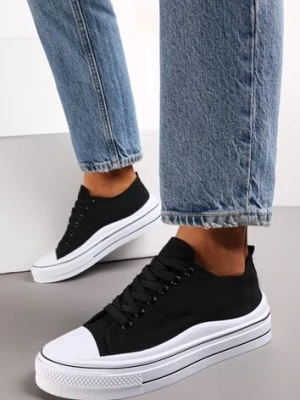 Czarne Sznurowane Trampki do Kostki Kalyne