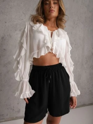 Czarne Szorty Casual High Waist na Lato Bogate w Wiskozę Ismina Defox