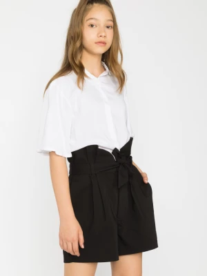 Czarne szorty dla dziewczyny z paskiem i kieszeniami Reporter