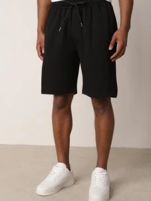Czarne Szorty Dresowe z Bawełną i Sznurkami Leofiel glo-story