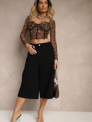 Czarne Szorty Jeansowe High Waist Typu Bermudy Baggy Sonallea