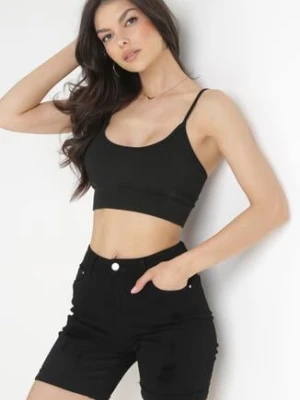 Czarne Szorty Jeansowe z Podwiniętymi Nogawkami Push Up Shadins m.sara