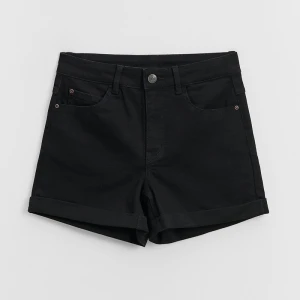 Czarne szorty jeansowe z wysokim stanem i podwinięciem House