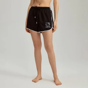 Czarne szorty kąpielowe z haftem Hello Kitty House