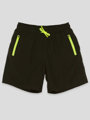 Czarne szorty kąpielowe z kontrastowymi kieszeniami Reporter