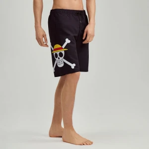 Czarne szorty kąpielowe z nadrukiem One Piece House