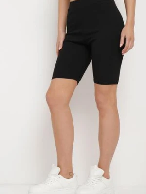Czarne Szorty Kolarki z Prążkowanego Materiału Adrase glo-story