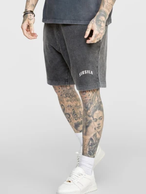 Czarne szorty męskie z grafiką i luźnym krojem SikSilk