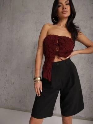 Czarne Szorty o Garniturowym Kroju High Waist z Dodatkiem Wiskozy Mavvia bisou's project