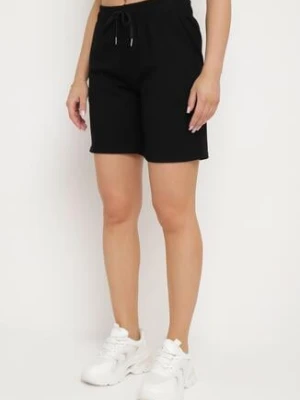 Czarne Szorty Wykończone Gumką w Pasie i Wsuwanymi Kieszeniami Ritardia glo-story