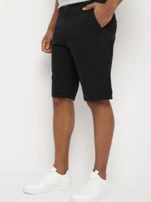 Czarne Szorty z Bawełny Zapinane na Ukryty Zamek Błyskawiczny i Guzik Vinetta