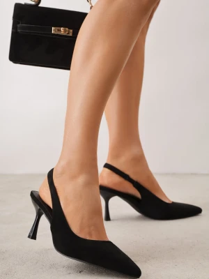 Czarne Szpilki Slingback na Klepsydrowym Obcasie Vedera Pallika