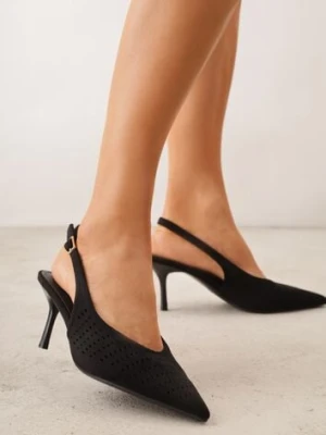Czarne Szpilki Slingback z Ażurową Cholewką Nessnore marquiiz