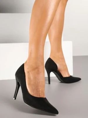 Czarne Szpilki Vices ze Skórzaną Wkładką i Wycięciem z Boku Olialira