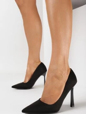 Czarne Szpilki z Ekoskóry z Noskiem w Szpic Gioiosa