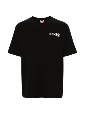 Czarne T-shirty i Pola z Motywem Kwiatowym Kenzo
