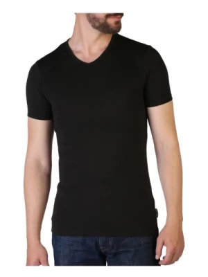 Czarne T-shirty Slim Fit z dekoltem w serek Bikkembergs