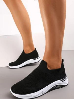 Czarne Buty Sportowe Przed Kostkę ze Skarpetkową Cholewką Libbita
