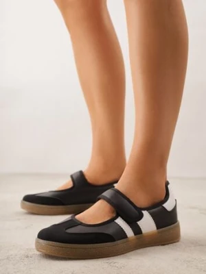 Czarne Tenisówki Sneakeriny z Paskiem na Rzep Pirel