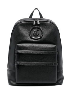 Czarne torebki Grainy PU z logo Metal Circle Just Cavalli