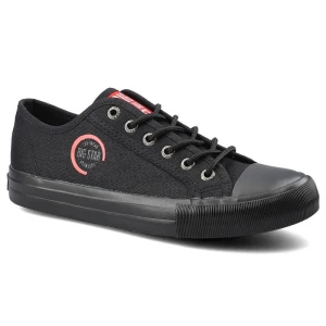 Trampki damskie Big Star, z materiałową cholewką gumowym noskiem wiązaniem na oczka i elastyczną podeszw, czarne, HH274121