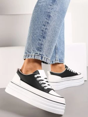 Czarne Trampki na Grubej Platformie Santtes